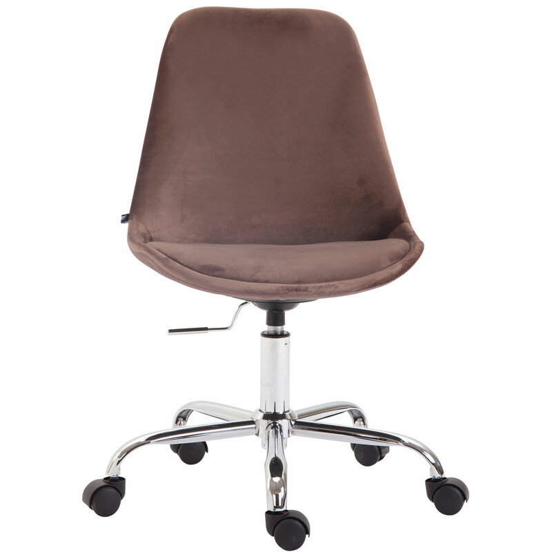 Moderne fløjlsbelagt kontorstol med justerbar højde fem hjul og kromramme