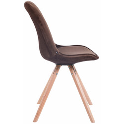 Stilfuld fløjlsbesøgsstol med træramme og høj rygstøtte