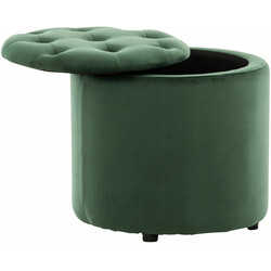 Stilfuld fløjlsbetonet polstret siddepuff med opbevaring og knapper