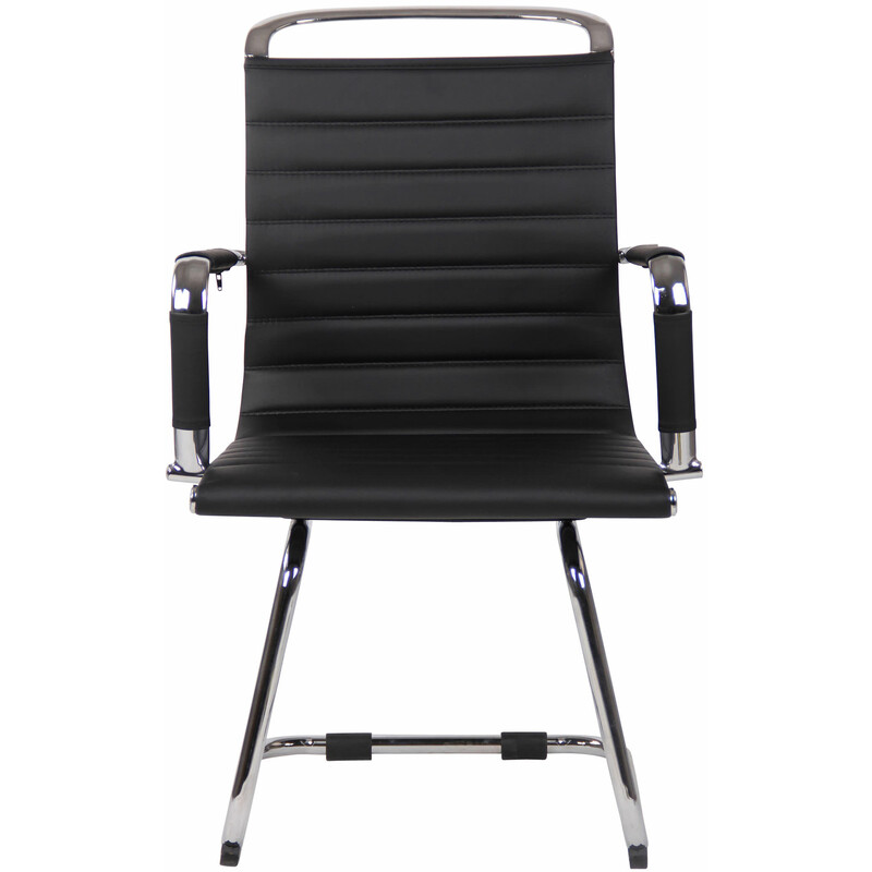 Moderne kunstlæder hængekøjestol med kromramme og armlæn