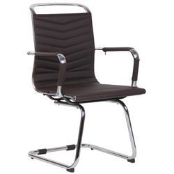 Moderne besøgsstol med kunstlæder eller ægte læder og kromramme