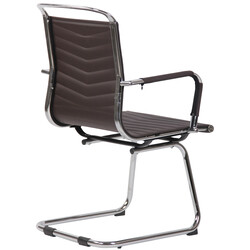 Moderne besøgsstol med kunstlæder eller ægte læder og kromramme