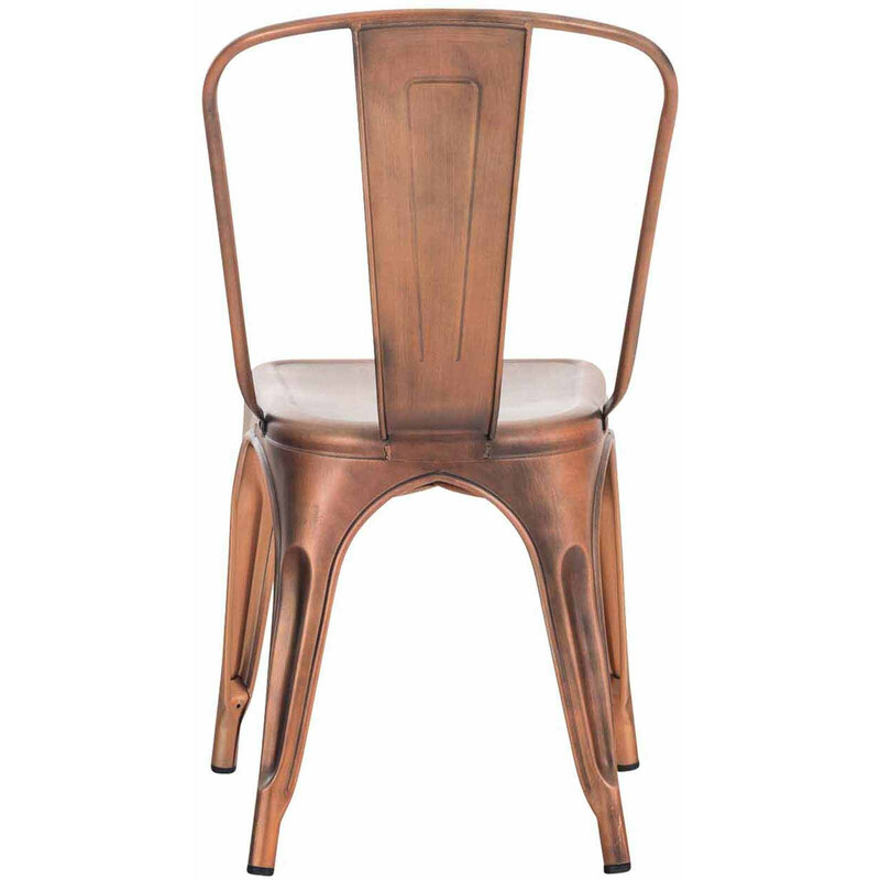 Benedikt 4‑stoleds stablebart metalstolsæt holdbart pulverlakeret med tværstøtter