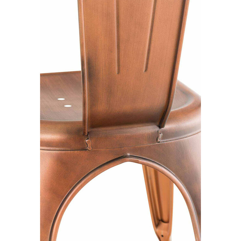 Benedikt 4‑stoleds stablebart metalstolsæt holdbart pulverlakeret med tværstøtter