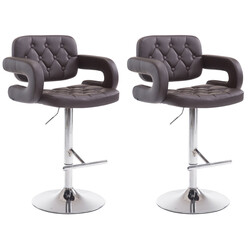 Dublin barstol 2 stk justerbar højde roterende kunstlæder kromramme