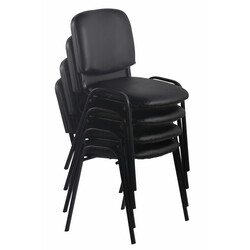 4 stk stablebare besøgsstole med polstret sæde sort metalramme