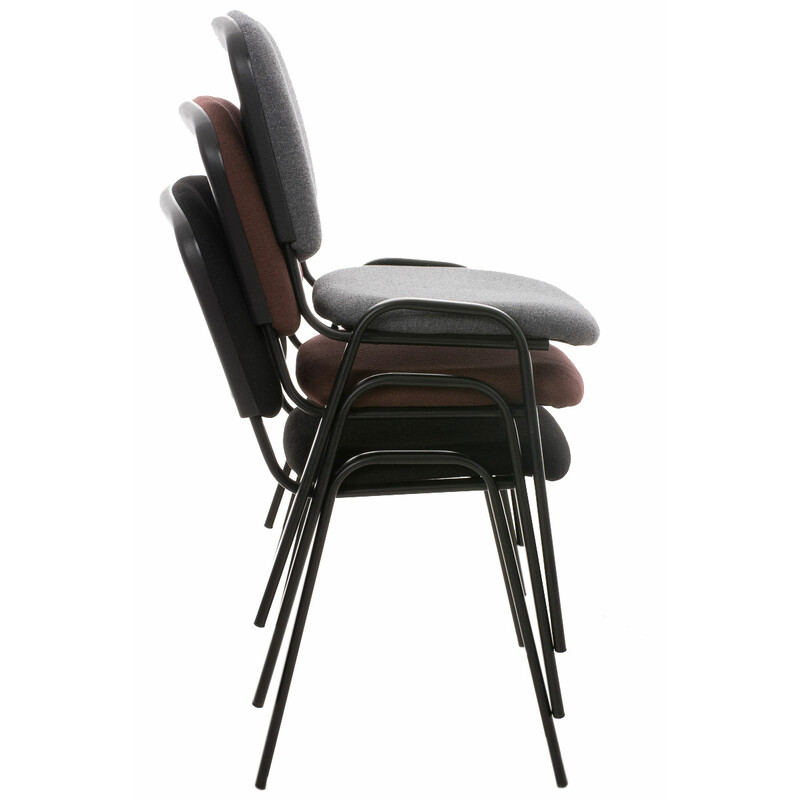 4 stablebare polstrede besøgsstole med sort metalramme