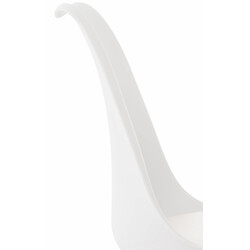 Moderne firebenet spisestol med polstret sæde og buet ben