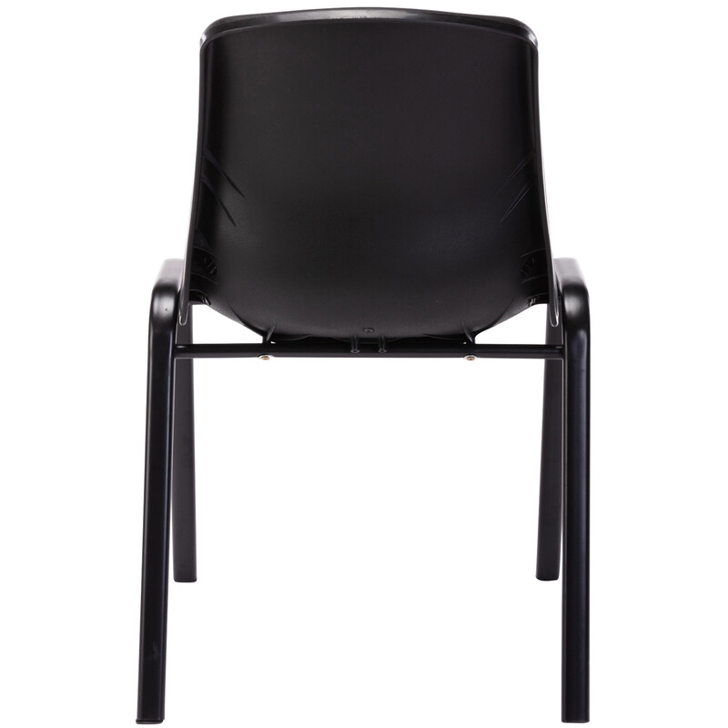 Moderne stabelbar stol med metalramme plastiksæde og 120 kg belastning