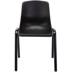 Moderne stabelbar stol med metalramme plastiksæde og 120 kg belastning