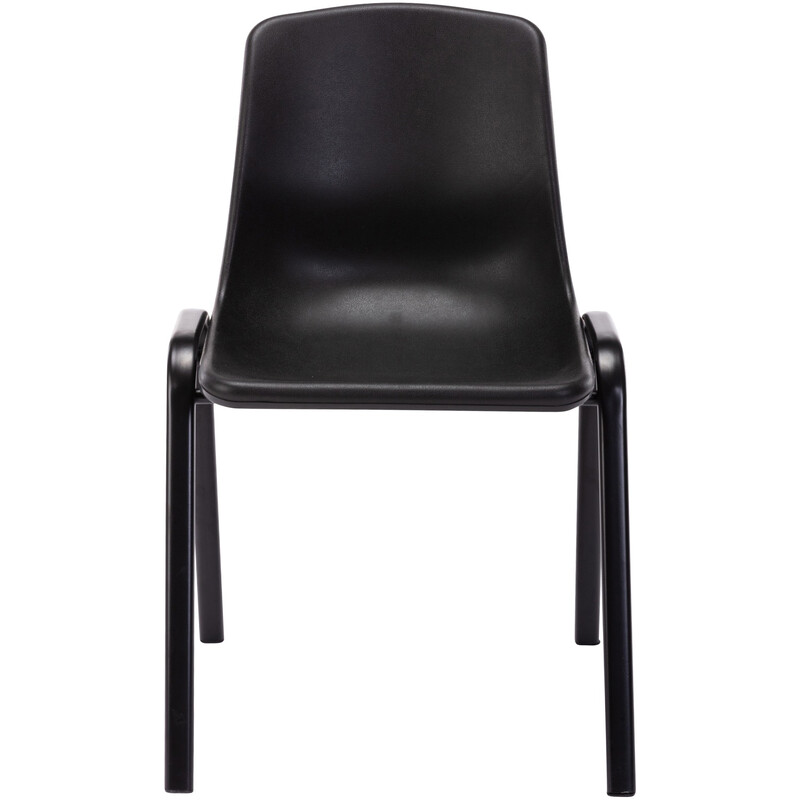 Moderne stabelbar stol med metalramme plastiksæde og 120 kg belastning