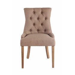 Elegant polstret spisestol med stof og stabilt træben