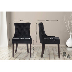 Aberdeen spisestol med fløjlsovertræk polstret sæde og træben