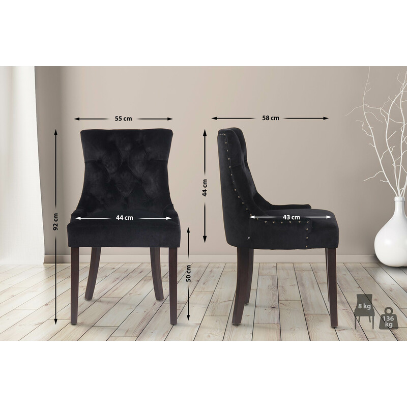 Aberdeen spisestol med fløjlsovertræk polstret sæde og træben