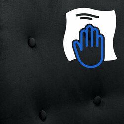 Moderne fløjlsgyngestol med polstret sæde træben og sort metalramme