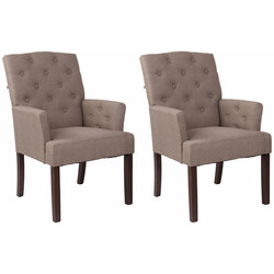 Chesterfield spisestol med armlæn polstring polyesterbetræk stabilt firebenet design