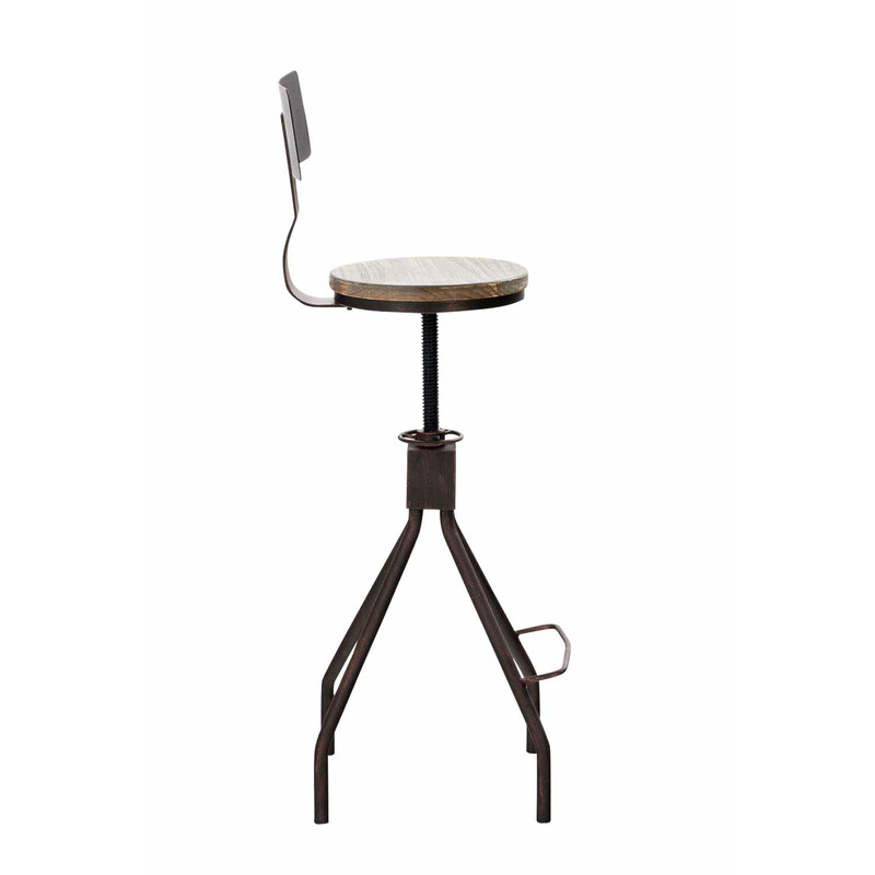 2 stk justerbare barstole med fyrretræsæde rygstøtte og metalramme