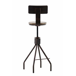 2 stk justerbare barstole med fyrretræsæde rygstøtte og metalramme