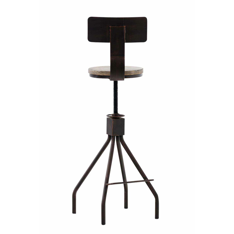 2 stk justerbare barstole med fyrretræsæde rygstøtte og metalramme