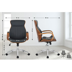 Kunstlæder kontorstol med justerbar højde rygleje 360° drejning og 5 hjul