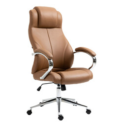 Ergonomisk læderkontorstol med justerbar højde svingmekanisme og armlæn