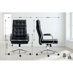 Elegant ægte læder kontorstol med justerbar højde og rullemekanisme