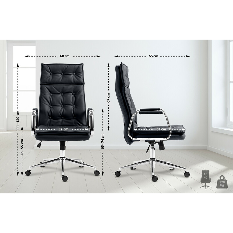 Elegant ægte læder kontorstol med justerbar højde og rullemekanisme