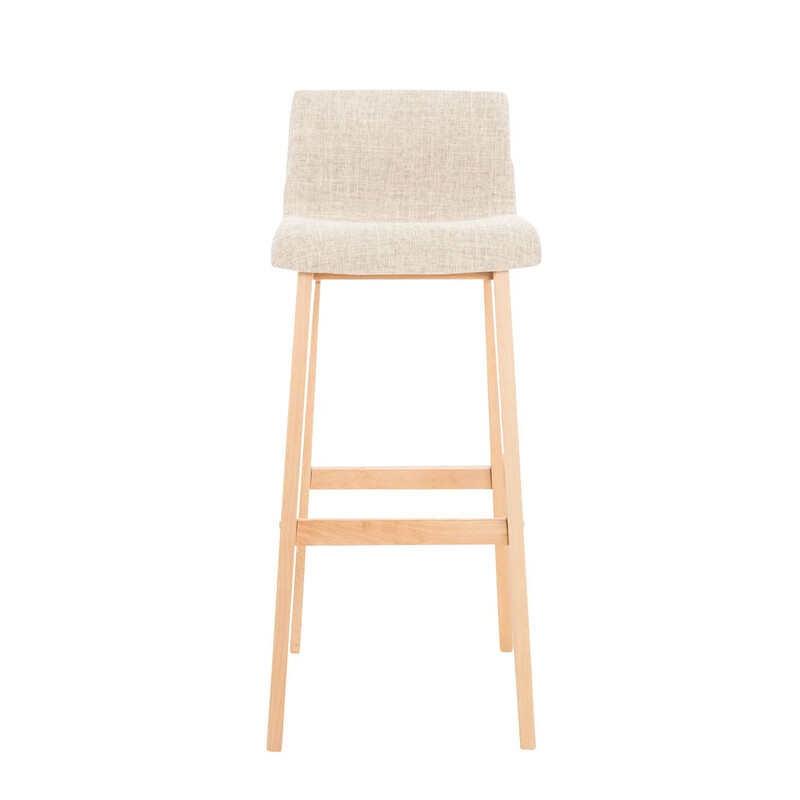 2 sæders moderne barstol sæt stof og fyrretræs sokkel med fodstøtte