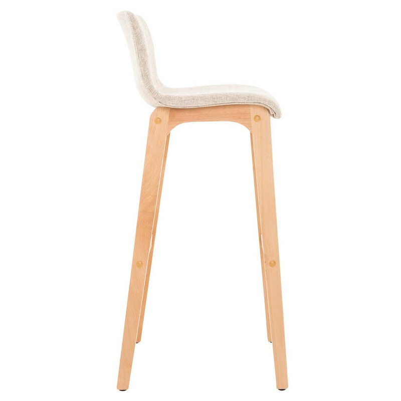 2 sæders moderne barstol sæt stof og fyrretræs sokkel med fodstøtte