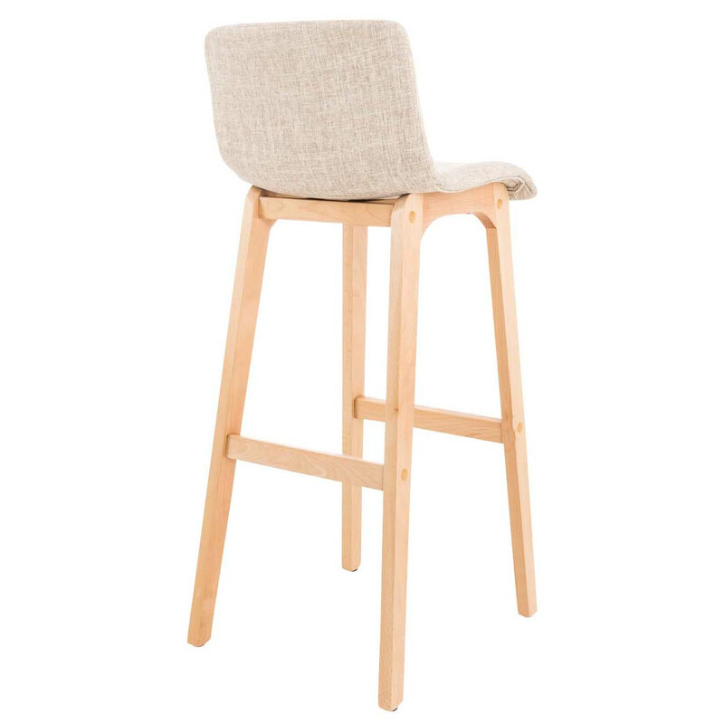 2 sæders moderne barstol sæt stof og fyrretræs sokkel med fodstøtte