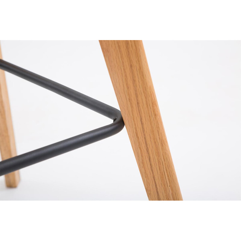 Moderne barstol med egetræsstel og polstret sæde