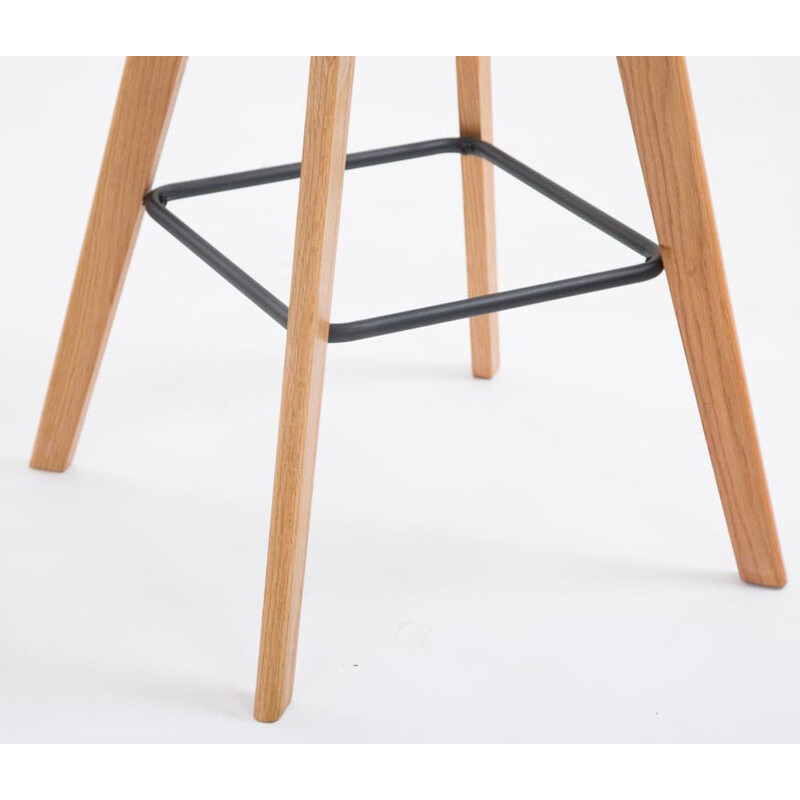 Elegant barstol-par med egetræsstel polstret siddeplads ryglæn 2 stk