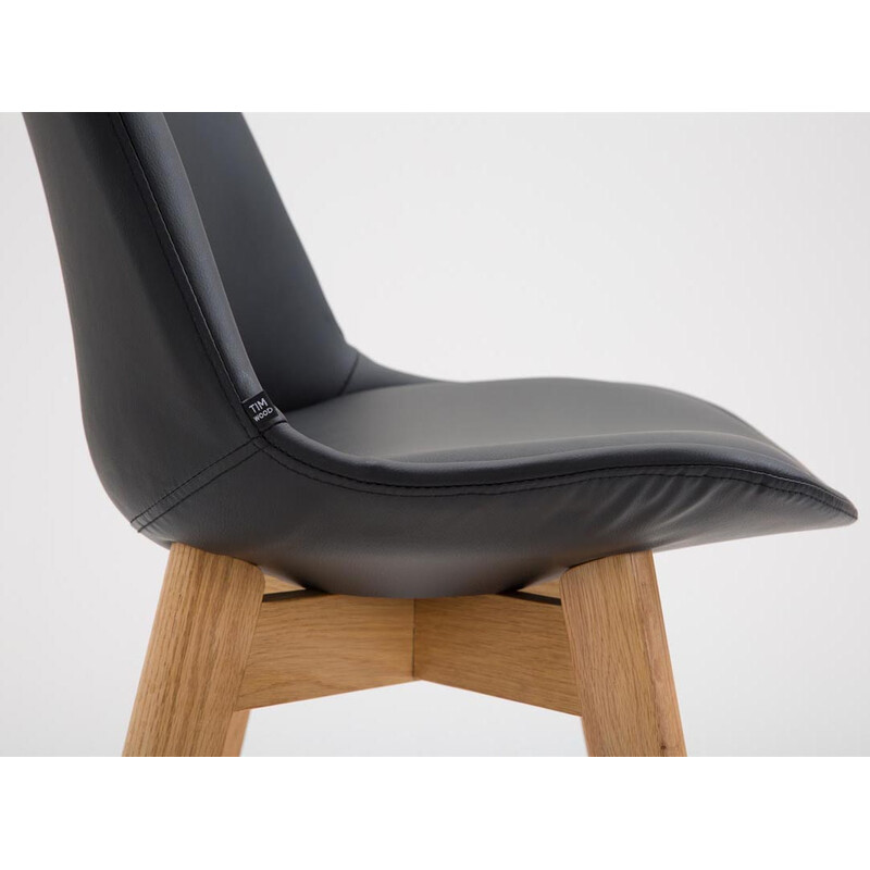 Elegant barstolsæt i egetræ med kunstlædersæde to stk