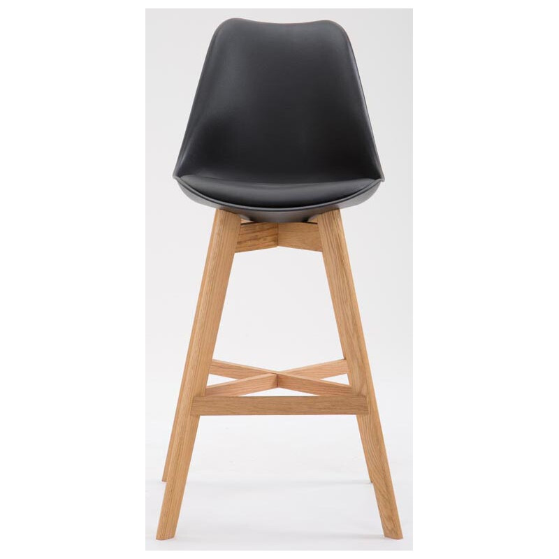 To barstole sæt i egetræ med ryglæn fodstøtte og kunstlæderbetræk