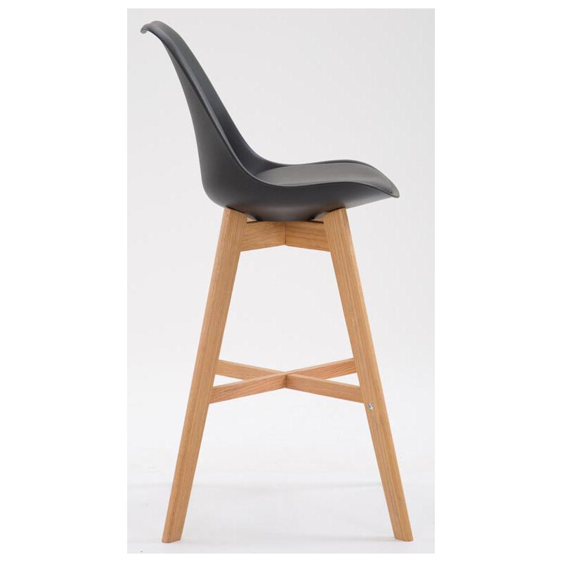 To barstole sæt i egetræ med ryglæn fodstøtte og kunstlæderbetræk