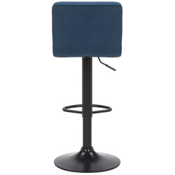 Moderne justerbar fløjlsagtig barstol med rygstøtte og fodstøtte mat sort metalben