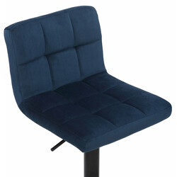 Moderne justerbar fløjlsagtig barstol med rygstøtte og fodstøtte mat sort metalben