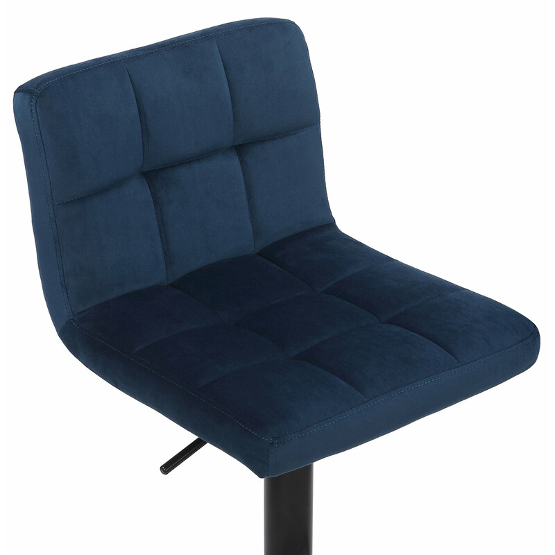 Moderne justerbar fløjlsagtig barstol med rygstøtte og fodstøtte mat sort metalben