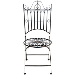 Nostalgisk sammenklappelig jernhave stol med antikpatina udendørs