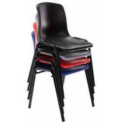 4 stk stablede Nowra plaststole med metalramme let at rengøre