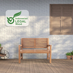 Massiv teak havebænk med armlæn tidløst design helårs udendørs