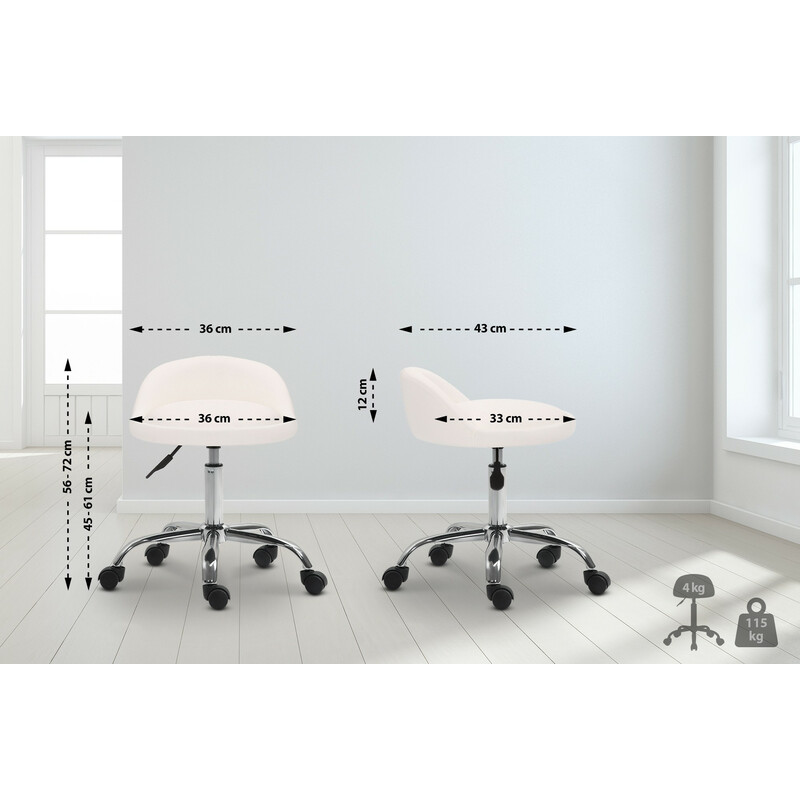 Teramo arbejdsstol med justerbar højde 360° drejning og fem hjul