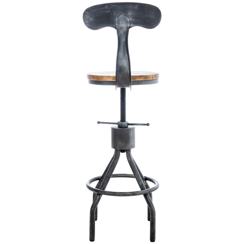 Elegant justerbar barstol med fyrretræs sæde metalryg og fodstøtte