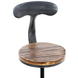 Elegant justerbar barstol med fyrretræs sæde metalryg og fodstøtte