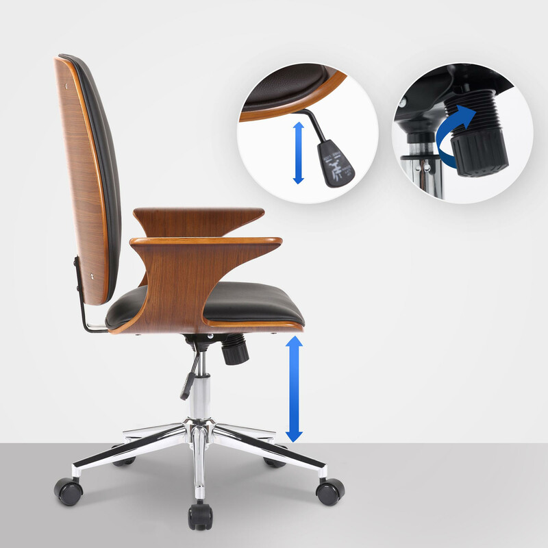 Moderne kontorstol med ergonomisk design justerbar højde og kromramme