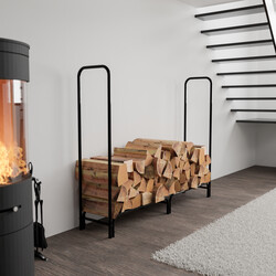 Elegant sort buet pejsestativ i holdbart metal 120‑240 cm