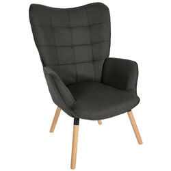 Garding lænestol med stofbetræk runde armlæn og lyst fyrretræ ben