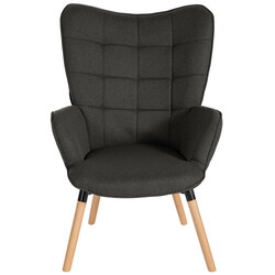 Garding lænestol med stofbetræk runde armlæn og lyst fyrretræ ben