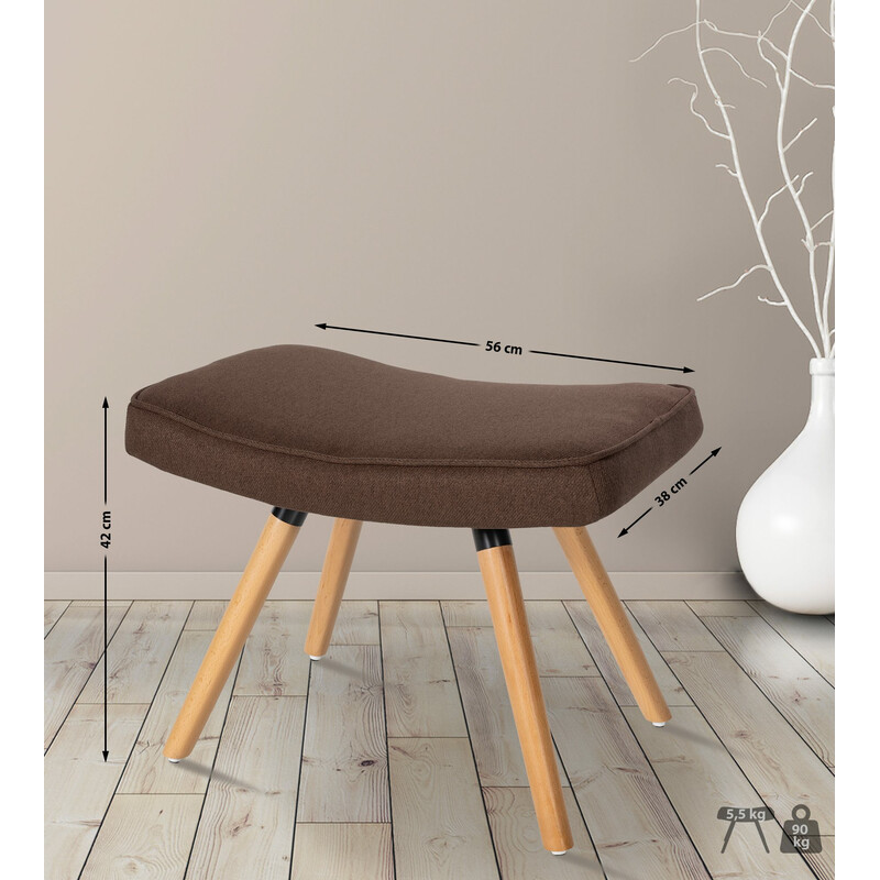 Stilfuld fodstøtte med stof træben 90 kg belastning 42x56x38 cm