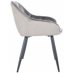 Fløjlsbesøgsstol med metal firebenet stel ryglæn og armlæn